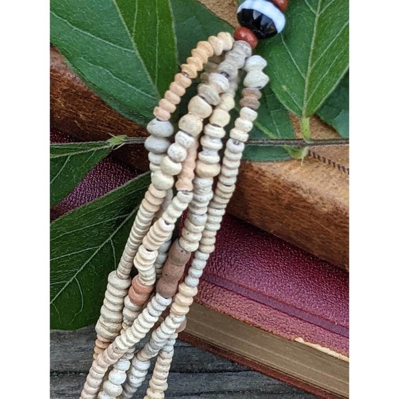 Vintage African Mali Spindle Whorl Bead Necklace, Tribal Necklace - Picture 5 of 10